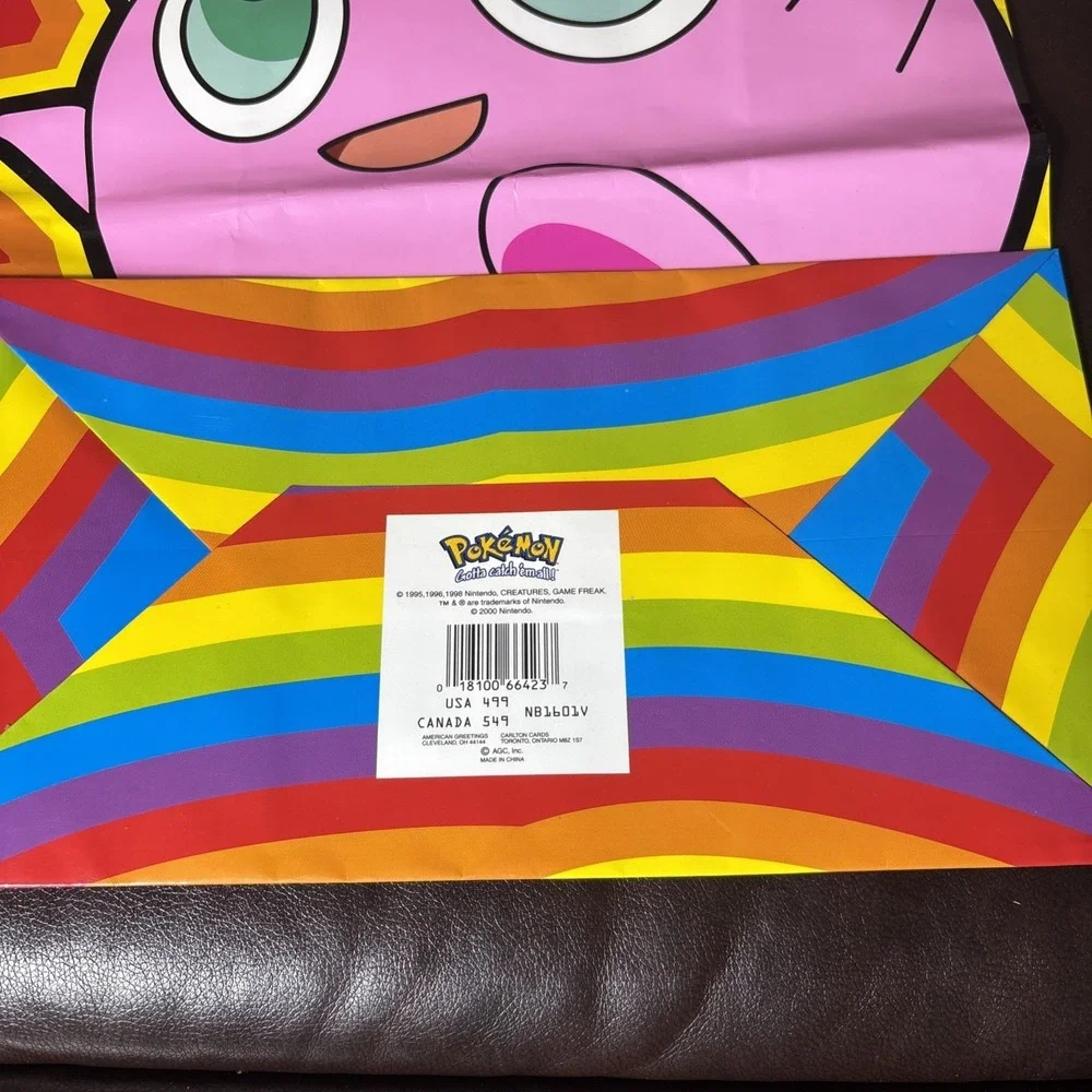 Vintage 2000 Pokemon Gift Bag Jigglypuff‎ Nintendo American Greetings Party Bag